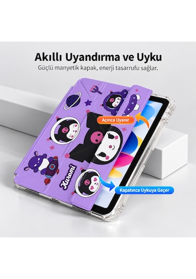 Huawei Matepad 11.5s / Air /11.5 Inç / Papermate 2023 2025 Uyumlu Desenli Mars Kalem Bölmeli Kılıf Kapaklı Kılıf