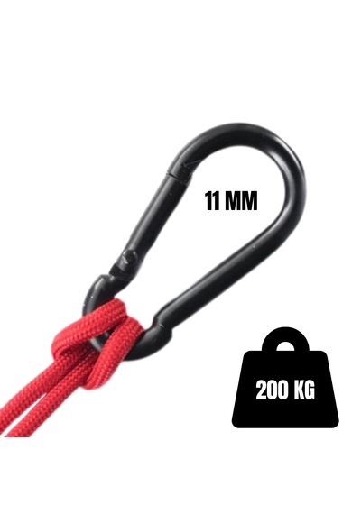 11 mm Siyah Karabina, Kamp, Hamak ve Outdoor Yaylı Kanca Dağcılık Kamp Malzemeleri Salıncak Anahtar Askı