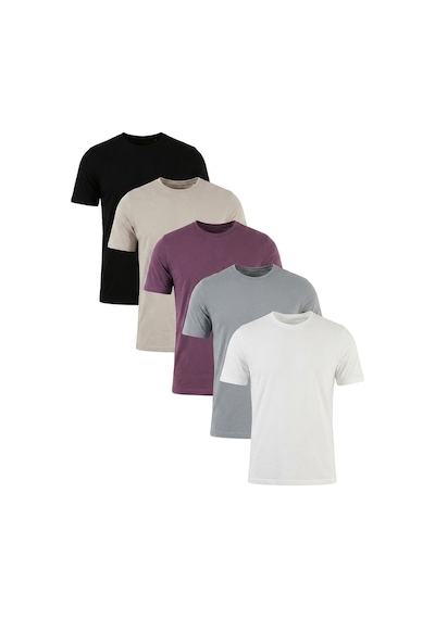 Buratti Pamuklu Regular Fit Bisiklet Yaka 5'li Paket T Shirt Erkek T Shirt 59020204s5 Siyah-mürdüm-kül-açık Gri-ekru