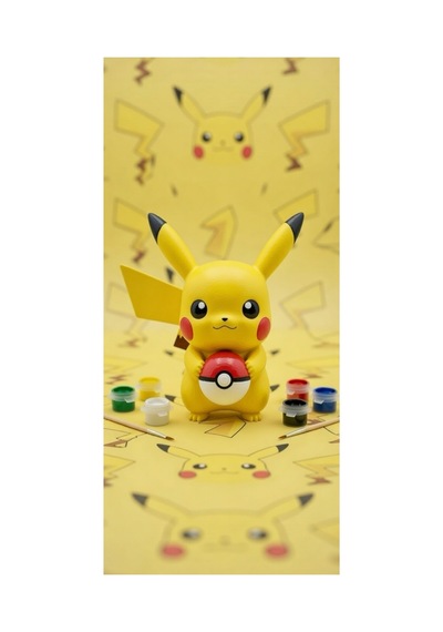 Pikachu Figür Boyama Seti 1 Figür 6 Renk Boya 2 Fırça Kendin Boya Hobi Seti
