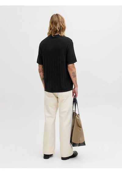 Jack & Jones Jjebradley Knit Split Neck Ss Sn Erkek T-shirt-32834 Siyah
