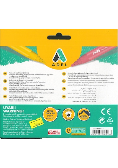 Adel Keçeli Kalem Jumbo 12 Li