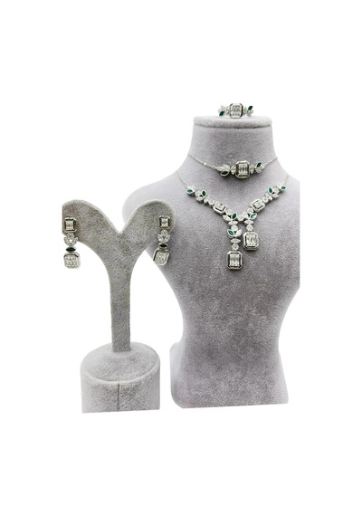 Omar Silver İthal Zirkon Taşlı Pırlanta Model Set 925 Ayar Gümüş