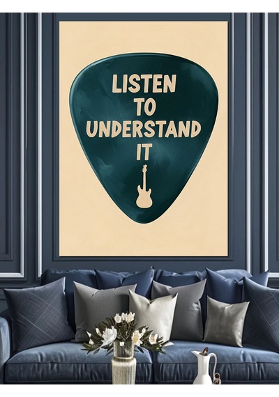 Gitar Pena Müzik Dinle Dekoratif Kanvas - Mdf Ahşap Tablo