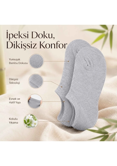 Çorap Giyim Erkek Bambu 12 Li Dikişsiz Babet Çorap Siyah Beyaz Gri Görünmez Sneaker Çorap Nefes Alan Yumuşak Çok Renkli