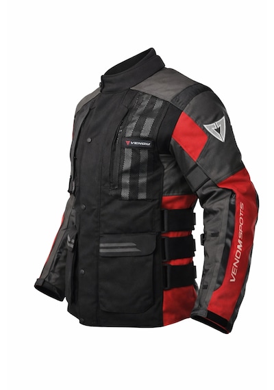 Venom Tourex Touring Siyah-kırmızı Motosiklet Ceketi Kalıplar Dardır Bir Beden Büyük Alınız