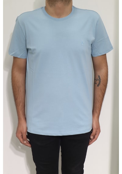 Santa Dmc Tekstil Erkek Düz Spor Kesim Normal Kalıp Bisiklet Yaka T-shirt Mavi