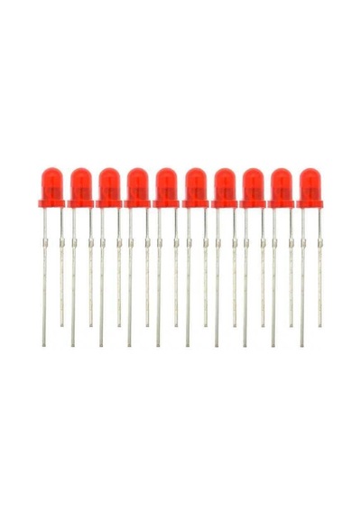 Sanec Kırmızı Led - 3mm - 10 Adet 10 Parça Siyah