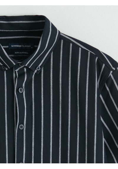 Lcwaıkıkı Classic Lacivert Regular Fit Çizgili Oxford Erkek Gömlek