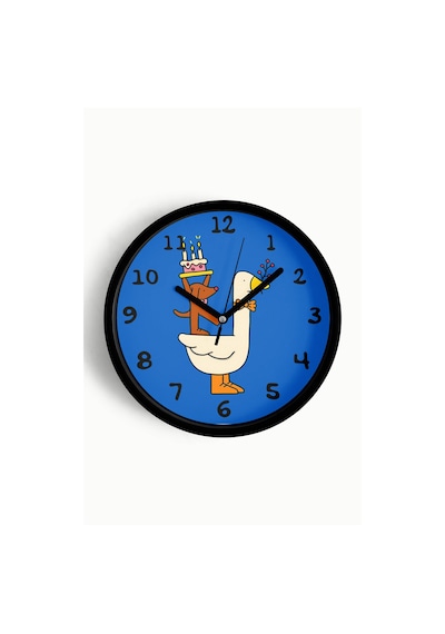 Sevimli Hayvanlar Modern Tasarım Çocuk Odası Duvar Saati - 30cm - Önü Camlı Siyah Kasa-jh1102 Siyah