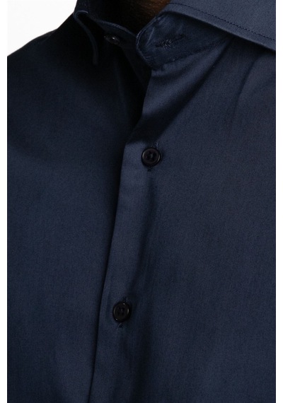 Tudors Slim Fit Koton Satenpremium Seri Erkek Lacivert Gömlek-24019-lacivert Lacivert