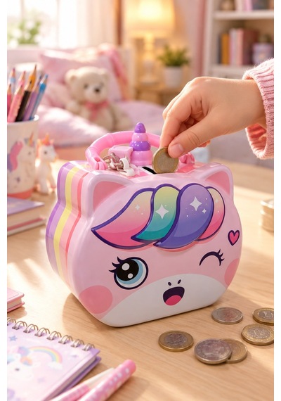 Çocuklar İçin Sevimli Kumbara 9x15 Cm Kedi Unicorn Figürlü Para Biriktirme Kumbarası