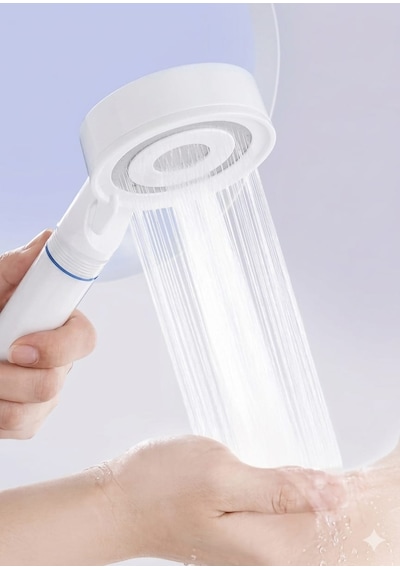 5 Fonksiyonlu Arıtmalı Duş Başlığı Seti - 5 Adet Yedek Filtre Kartuşlu Kireç Ve Tortu Önleyici Spa Duş Seti Beyaz - Gümüş