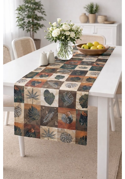 Babyface Kumaş Desenli Dijital Baskı Masa Runner 40x140 Cm Astarlı Desenli 3