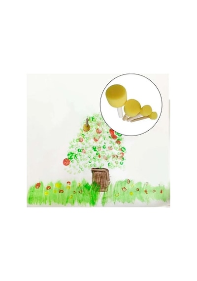 35x50 Resim Defteri + Parmak Boyası Baskı Seti Ponpon Fırçalı Set Yıkanabilir Çok Renkli