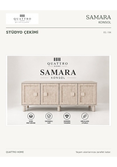 Samara Konsol Meşe Krem