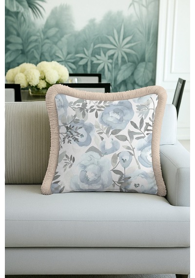 Modern Çiçek Motifli Saçaklı Yastık Kılıfı - Pastel Mavi Bohem Bej Püsküllü Kırlent Kılıfı Mat Lavanta Kurşun Modern Çiçek Motifli Saçaklı Yastık Kılıfı - Pastel Mavi Bohem Bej Püsküllü Kırlent Kılıfı Mat Lavanta Kurşun