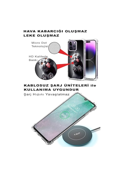 Samsung Galaxy S23fe İle Uyumlu Kedi 2 Baskılı Şeffaf Köşe Korumalı Antişok Kılıf