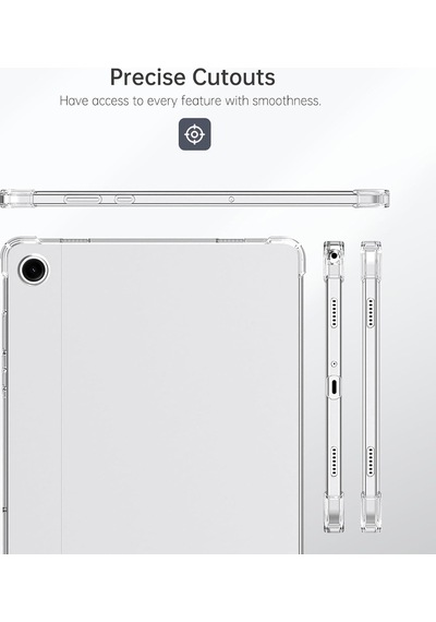 Samsung Galaxy Tab A11+ Plus 11 İnç Sm-x230 Uyumlu Köşe Korumalı Şeffaf Esnek Antishock Kılıf Şeffaf