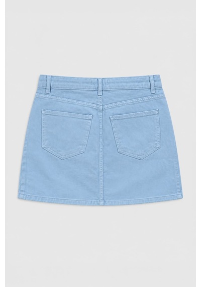 Blue White Kadın %100 Pamuk Regular Fit Mini Jean Etek Mavi