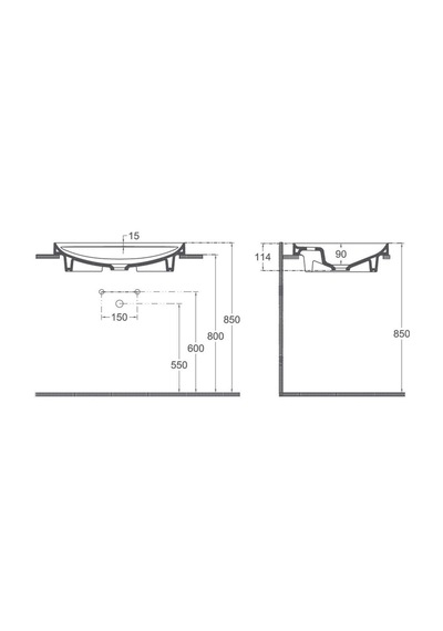 Isvea Infinity Inset Batarya Delikli Lavabo 55CM Fil Dişi