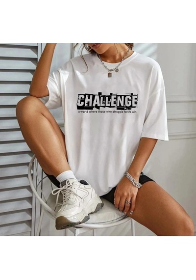 Startmore Unisex Challenge Rahat Kesim Oversize Beyaz