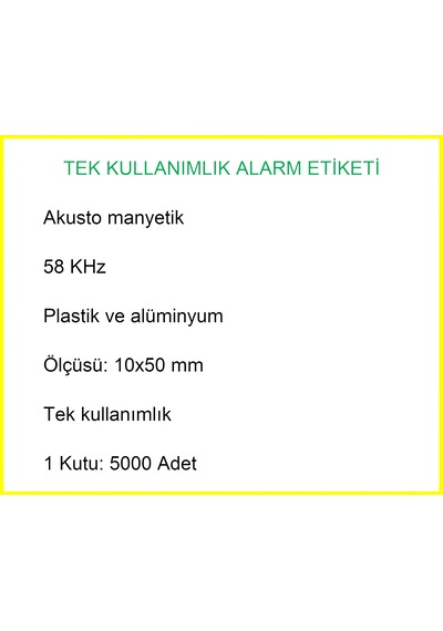 Akusto Manyetik Dr Barkodlu Alarm Etiketi 1 Kutu: 5000'li Kutu