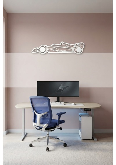 Formula Aracı Metal Duvar Tablosu - Duvar Sanatı - Duvar Dekoru - Beyaz