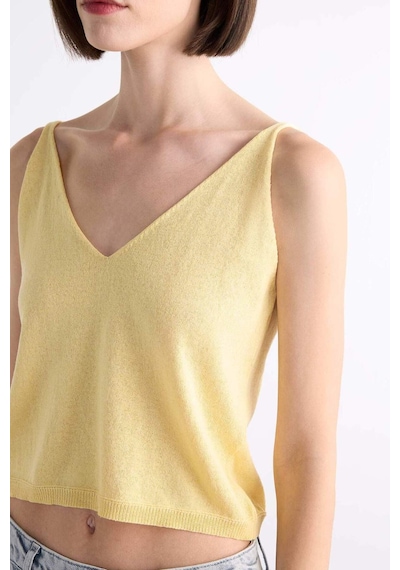 Defacto V Yaka Crop Askılı Bluz F7499ax25smyl501 SARI