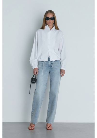 Suud Collection Ekru Eden Dik Yaka Gömlek