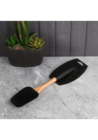 Silikon Bambu Saplı Perotti Siyah Spatula
