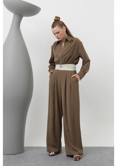 Soul 32145 Pileli Lastik Detaylı Ceket Mınk