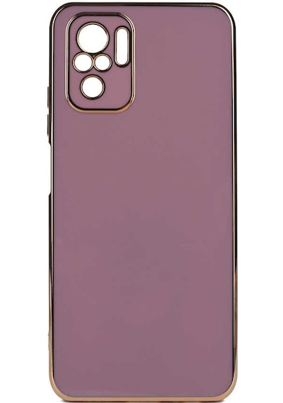 Kilifone - Redmi Note 10s Uyumlu Kılıf Kenarları Parlak Altın Renkli Silikon Bark Kapak - Mor - T21645