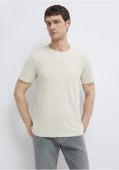 Mavi - Bej Basic Tişört 065574-70144 Bej