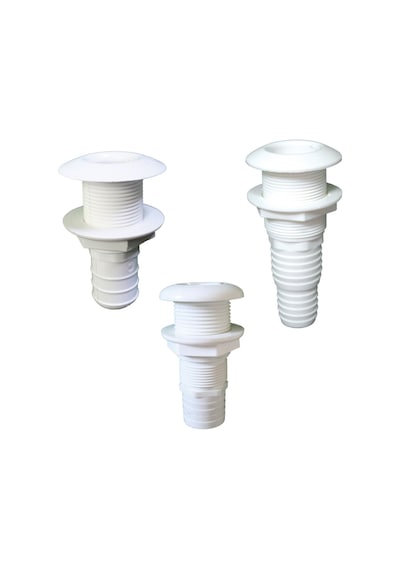 Thru-Hull Easy Mount 7/8". For Hose 25mm. White