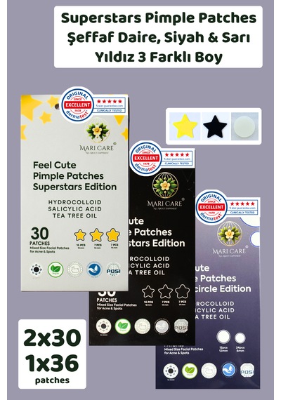 Mari Care Feel Cute Pimple Patches 3'lü Avantajlı Set 96 Adet