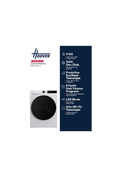 Hoover HBP 411BL10-17 11 KG Wi-fi Bağlantılı 1400 Devir Çamaşır Makinesi Beyaz