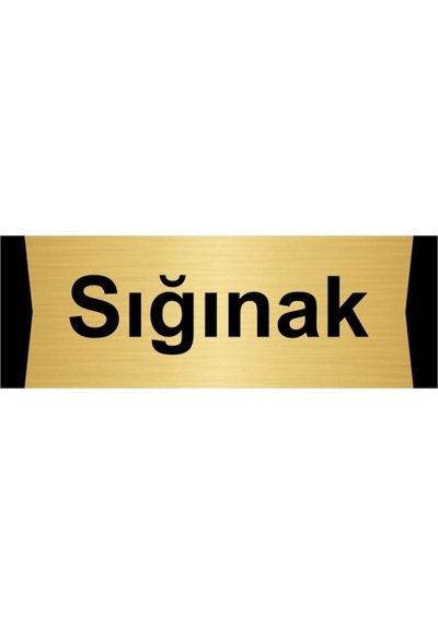 Sığınak 10x20cm Altın Renk Metal Yönlendirme Levhası