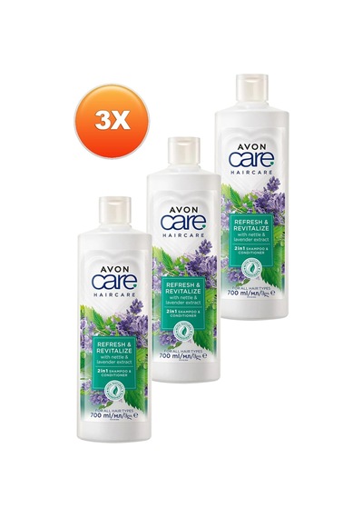 Avon Care Isırgan Otu Ve Lavanta Özleri Içeren Şampuan Ve Saç Kremi 700 Ml. Üçlü Set