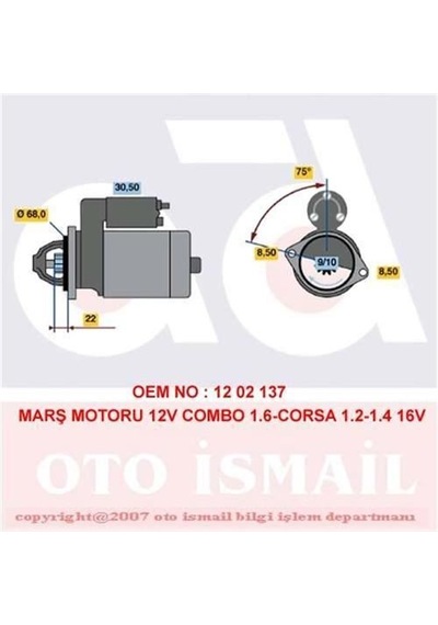 Bosch 0001107401 Marş Motoru 12v 9 Dış 1.1 Kw Astra G 1.6ı 9705 Vectra B 1.6 16v 9501 93184533
