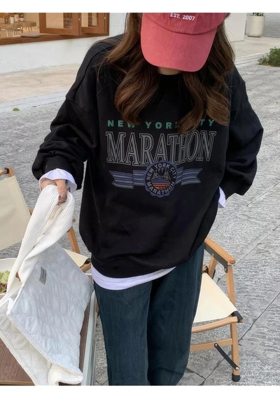 Startmore Unisex Marathon Bisiklet Yaka Sweatshirt Siyah Siyah