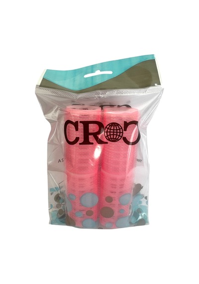 Croc 4lü Küçük Boy Plastik Bigudi Pembe Cb21 - Cırtlı Yapışkanlı Saç Bigudisi Pembe