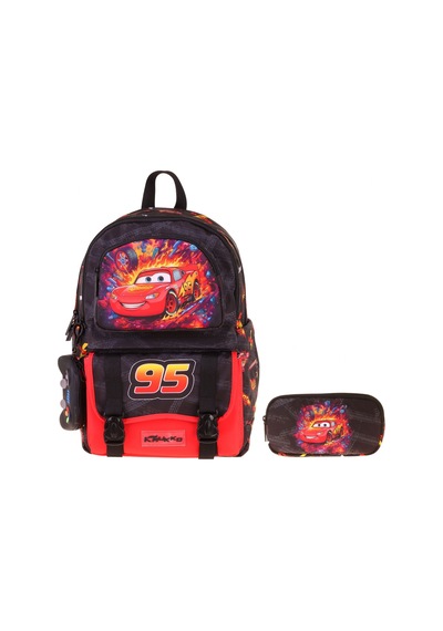Kaukko Kids Rust Eze Kırmızı - Siyah Erkek Çocuk İlkokul Sırt Çantası Ve Kalem Çantası Seti - Setkk-l5399c