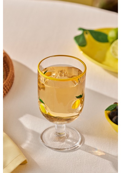 Karaca Desenli Kadeh 390 Ml Sarı
