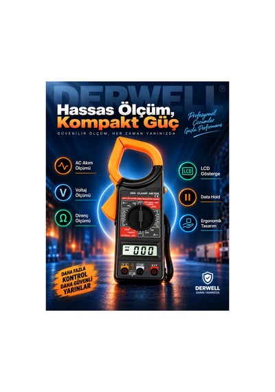 Dt - 266 Profesyonel Dijital Pens Multimetre Akım Ölçer 266 Clamp Meter Voltaj Direnç Ölçüm Cihazı Avometre Elektrikçi Test Aleti Lcd Ekranlı Veri Sabitleme Özellikli Ölçü Aleti