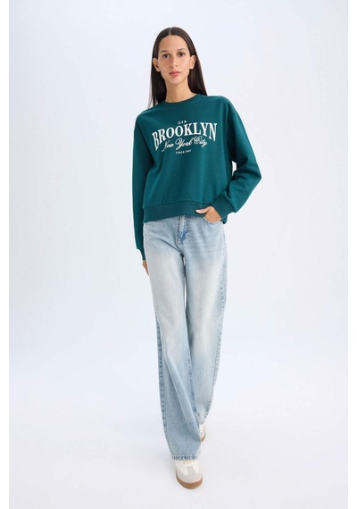 Defacto Regular Fit Bisiklet Yaka Baskılı İnce Sweatshirt D5928AX24AUGN1040 Yeşil Defacto Regular Fit Bisiklet Yaka Baskılı İnce Sweatshirt D5928AX24AUGN1040 Yeşil