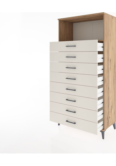 Hyperion Dolap Tek Raflı 8 Çekmeceli 88x44x182 Çam-aytaşı Atlas Çam
