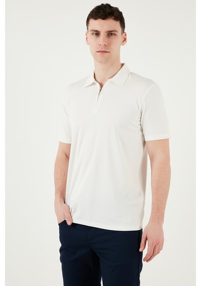 Buratti Pamuklu Regular Fit Yarım Fermuarlı Erkek Polo Yaka T Shirt 5902972 Ekru