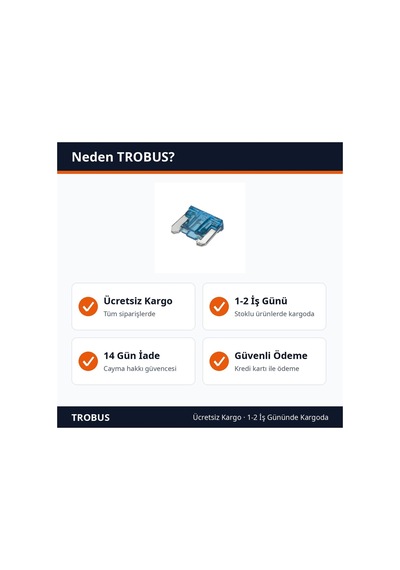 Trobus Oto Sigortası Bıçak Tip Mikro Boy 15 Amper Mavi 10'lu Diğer