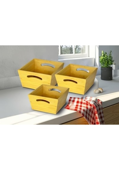 Premium Sofra Serisi Bambu 3'lü Set Ekmeklik Açık Mavi